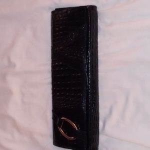 ABS by Allen Schwartz Black Croc Clutch